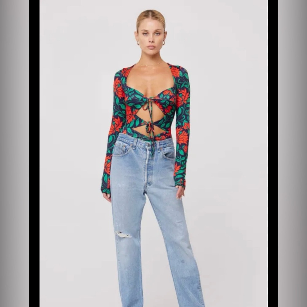 RESA Red and Green Floral Bodysuit